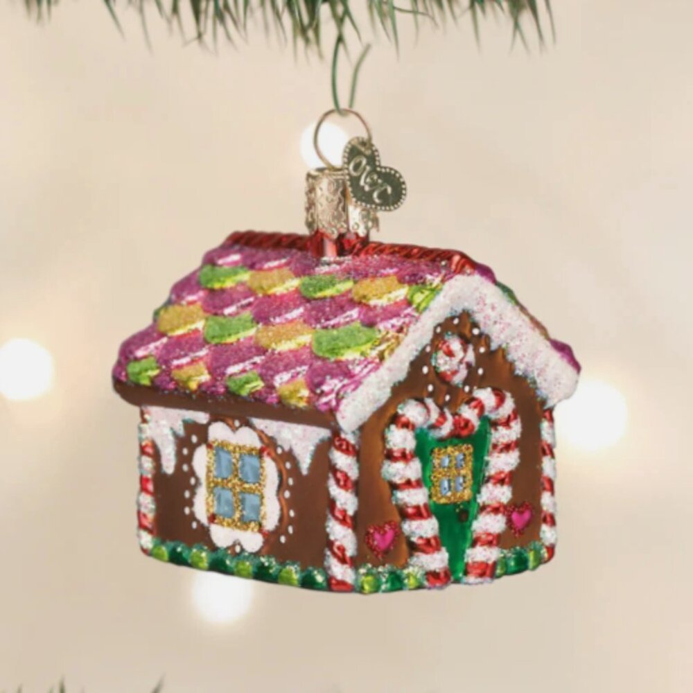Old World Christmas, OWC, "Gingerbread House" Glass Ornament #20013 Holiday